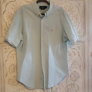 Seersucker pinstripe short sleeve button down